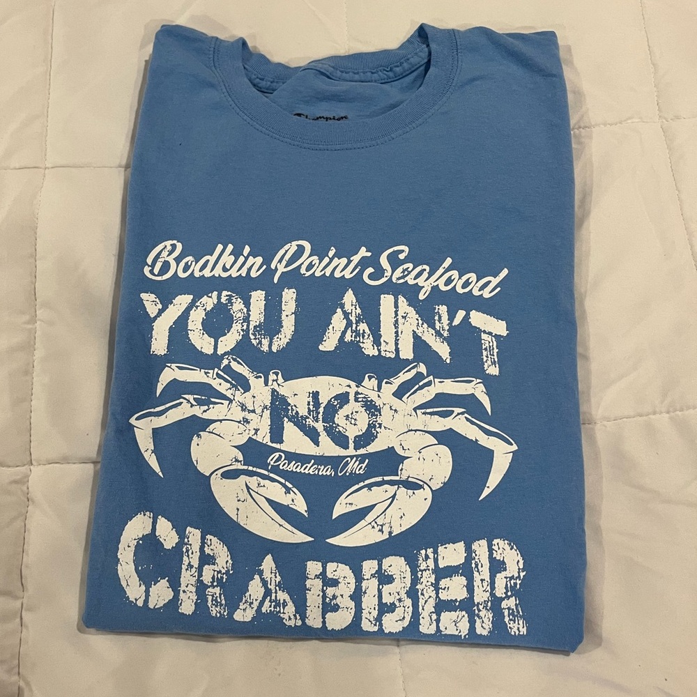 XL Blue You Ain’t No Crabber Bodkin Point Seafood T-shirt